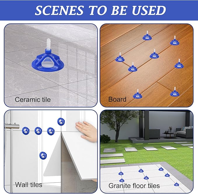 1/8'' Tile Leveling System with Rubber Mallet, 300 Pcs Tile Leveler Spacers Baseplates and 100 Pcs Reusable Caps, Tile Spacers Clips Kit for Professional Tile/Stone/Wall/Floor Installation