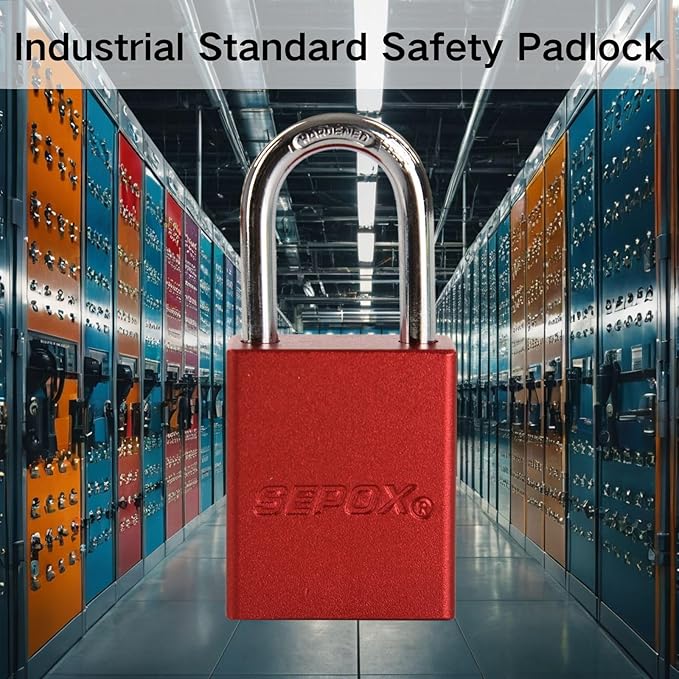 SEPOX® Ultra-Durable Anti-Rust Outdoor Keyed Different Padlocks - Red 38mm (1-1/2") Long Shackle, 24-Pack w/ 3 Big Keys Each, Ideal for Gate, Storage, Locker, Fence & Lock-Out