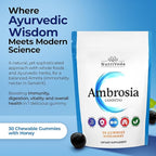 Ambrosia Amrita Gummies – Organic, Plant-Based, Natural Whole Foods Based, Complete Nutrition for All Ages, Honey-Flavored Gummies, 30 Count Pack