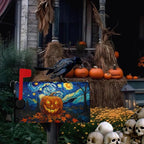 Halloween Pumpkin Magnetic Mailbox Covers Standard Size 18 x 21 Van Gogh's Starry Night Mailbox Wraps Cover Oil Painting Decorations Post Box Cover for Garden Yard Outdoor Decor