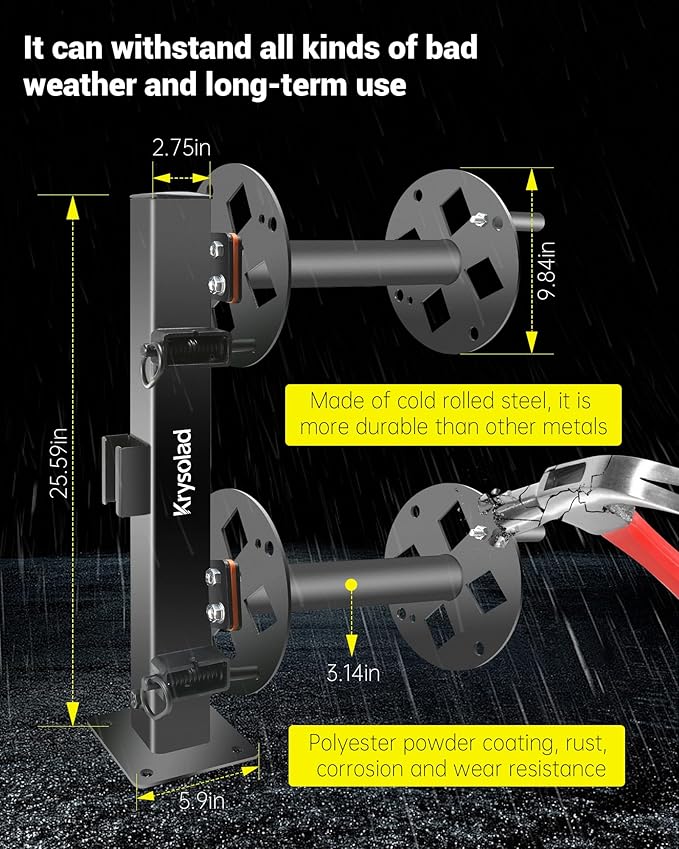 Heavy Duty Double Welding Cable Lead Reel, 10" Lockable Welding Lead Reel with 360° Rotatable Base and Metal Pin, Accommodates 150 Feet of 1/0 and 125 Feet of 2/0 Cable
