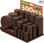 Furniture Pads Felt Pads 300 Pieces Huge Pack Furniture Felt Pads, Self Adhesive Anti Scratch Floor Protectors for Furniture on Hardwood Tile Floor, with 60 Cabinet Door Bumpers, Brown
