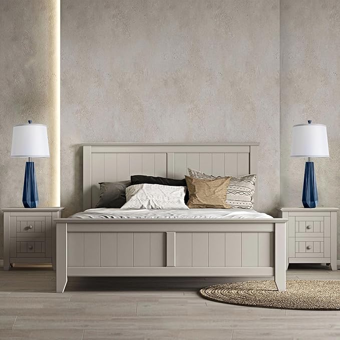 WIHTU 3 Color Temperature Table Lamps Set of 2, 27'' Navy Blue Modern Table Lamp for Living Room, Beside Lamp with Linen Shade, Resin Desk Lamp for Nightstands Bedroom Office Decor (2 Bulbs Included)