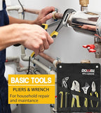 DOWELL 4-Piece Pliers Set - 8 & 10-Inch Combination, Locking & Groove Joint Pliers, Adjustable Wrench, Tool Pouch
