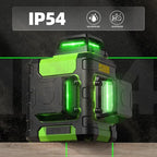 Huepar Laser Level 3 x 360 Self Leveling Laser Level Tool 3D Cross Line Leveling and Alignment Laser Tool, Li-ion Battery with USB-C Charging Port & Hard Carry Case & Tape Measure Included - HM03CGTP