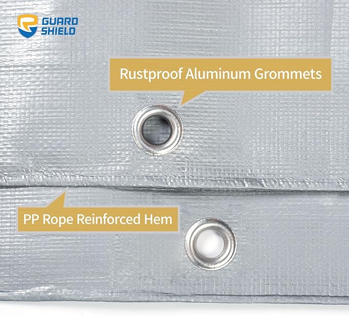 GUARD SHIELD Heavy Duty Tarp 6x8 Feet Silver Multi Purpose Thick Waterproof Poly Tarp Cover 10mil