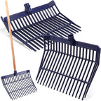 Lasnten Manure Fork Replacement Head, 18 Tines Pitchfork Head with Screws and Nuts, Horse Manure Rake for Picking up Grass and Hay (Navy,2 Pcs)