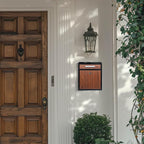 Locking Wall-Mount Mailbox, Wood Vintage Metal Mailboxes for Outside, Security Drop Box with Lock, Large Capacity Mounted Mailbox, Heavy Duty Thickened Mailbox