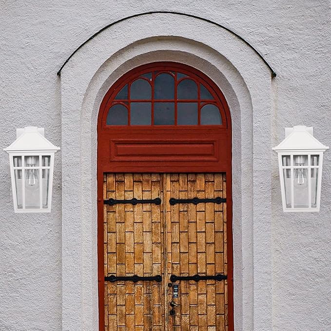 Darkaway Outdoor Sconce Lights Wall Light Fixtures, 14inch Large Porch Light Outdoor Wall Anti-Rust Waterproof Aluminum with Glass Exterior Light Fixture for Patio Yard Doorway Garage (Large, White)