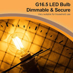 G16.5 Led Bulb, Small Round Edison Light Bulbs, Dimmable E12 Globe Amber Vanity Light Bulbs, 5w 2700k Vintage LED Filament Edison Bulb