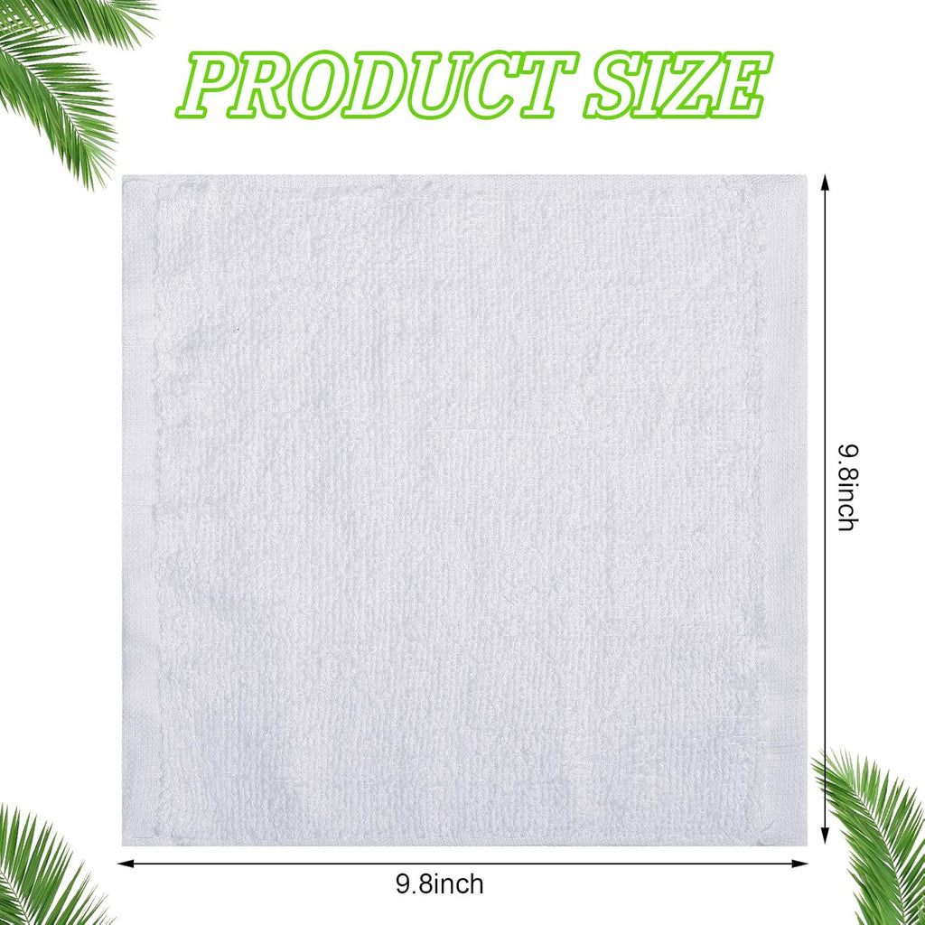 Oudain 100 Pcs White Cleaning Cloths Bulk Reusable Cleaning Rags Cotton Washcloths Absorbent Dishcloths Small Kitchen Rags Soft Bath Towels for Housekeeping, 9.8 x 9.8 Inch