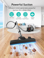 Aspiron Canister Vacuum Cleaner, 30Kpa Bagless Vacuum Cleaners, 3.7QT Large Dust Cup, Double HEPA Filter, Retractable Cord, 1600W Lightweight Vacuum Cleaner with 5 Tools for Hard Floors, Tangerine