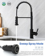 J-HVA Pull Down Kitchen Faucet Sprayer Head Replacement Part, 3 Function with 15 Adapters Pull Out Sink Sprayer Replacement Nozzle, Kitchen Faucet Head Hose Spray Tap Spout, Matte Black