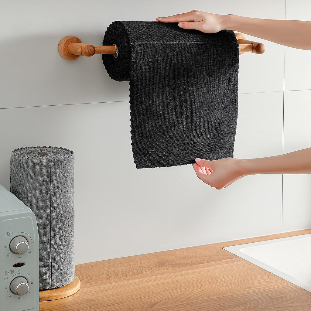 80 Pack Microfiber Cleaning Cloth Roll,Lint Free Rags & Tear Away Reusable Towels Washable Scratch,Ultra Absorbent Dish Rags(12" x 12") for Car Kitchen Home Garage-Black