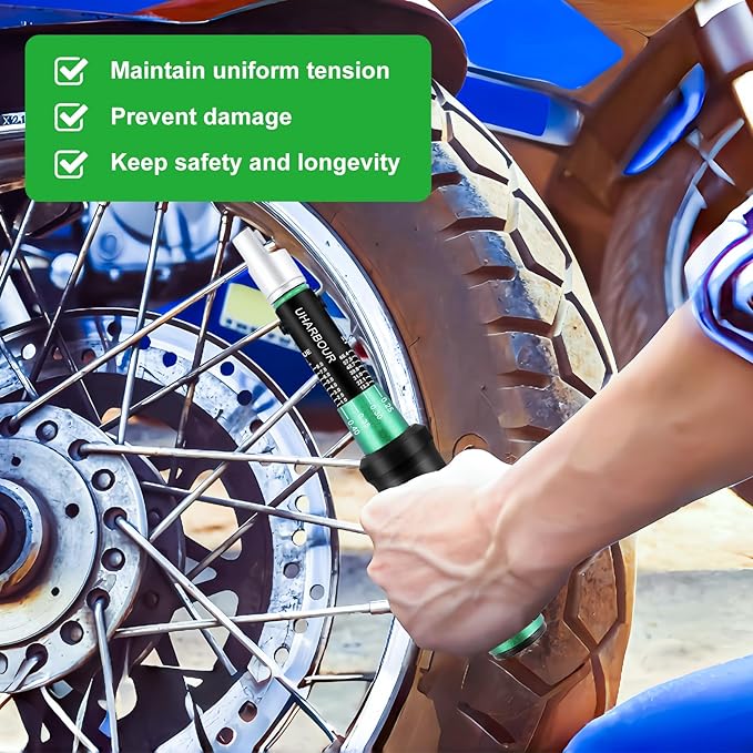 Spoke Torque Wrench, Motorcycle Spoke Wrench with 5.1-6.9mm Wrench Heads, Bike Torque Wrench, Spoke Torque Wrench for Dirt Bike Tool Kit