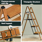 Taranta 4 Step Ladder,Aluminum Lightweight Folding 4 Step Stool with Anti-Slip Wide Pedal, 330lbs Capacity Step Ladder for Household,Kitchen,Office - Woodgrain