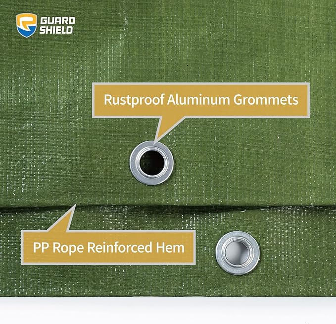 GUARD SHIELD Heavy Duty Tarp 8x10 Feet Green Multi Purpose Thick Waterproof Poly Tarp Cover 10mil
