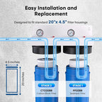 PUREPLUS 5 Micron 20"x4.5" Whole House Water Filter Cartridge Combo Kit with Sediment and Activated Carbon Block Filter - Replacement for FPMB5-20, AP810-2, FC25B, EPM-20BB, 2 PACK