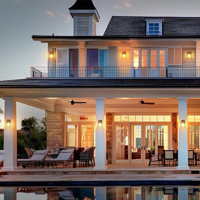 WIHTU Dusk to Dawn Outdoor Wall Lights, 4 Pack Exterior Lighting Fixtures for House, Waterproof Porch Lights with E26 Sockets, Black Outdoor Wall Sconce for Front Door, Patio, Garage