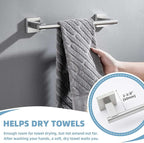 Suyar Bathroom Hardware Set Brushed Nickel, 304 Stainless Steel Bathroom Accessories 4 Pieces, Include Robe Hook, Toilet Paper Holder, Hand Towel Holder, Towel Bar, Wall Mount