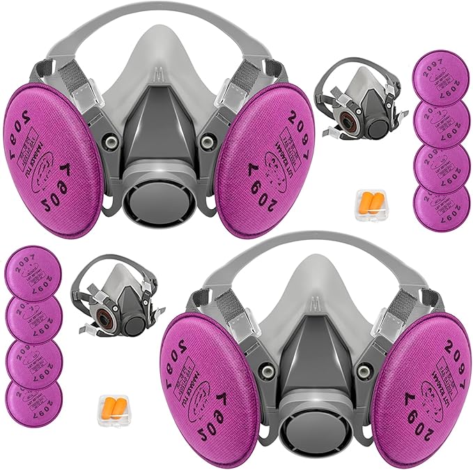 Respirator Mask with Filters, Reusable Half Face Respirator Mask for Asbestos, Resin, Fume, Dust, Welding, Painting