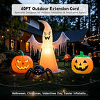 40FT Outdoor Extension Extension Cord for Halloween Christmas Inflatables with Multiple Outlets Black Electrical Cord with Multiple Plugs Outdoor Christmas Blow Up Decorations Light Extension Cords