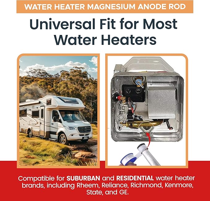 RV Water Heater Magnesium Anode Rod by CMI Inc - 3/4 Inch NPT Thread Hex Plug, Sacrificial Aluminum-Zinc Replacement Kit for Hot Water Heater Tank Protection, 9.25" Long, Hex Plug Design - 4 Pack