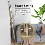 GameGem 6 Step Ladder for 12 Feet High Ceiling, Lightweight Aluminum Folding Step Stool with Convenient Handgrip, Stepladders with Anti-Slip and Wide Pedal for Home Use Space Saving - Gold