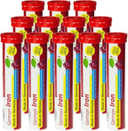 German Iron 14 mg - 240 Vegan Drink Effervescent Tablets - Cherry Flavor - Made in Germany