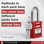TRADESAFE Lockout Tagout Locks Set - 20 Red Keyed Alike Padlocks, 2 Keys Per Lock, OSHA Compliant Loto Locks for Lock Out Tag Out Stations, Premium Grade