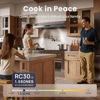 30 inch Range Hood Stainless Steel(PVD), Black Stove Hood with 900 CFM with 1.5 Sones Quiet,3 Speed Exhaust Fan Hood Vents for Kitchen,Under Cabinet Range Hood with GU10 LED Lights