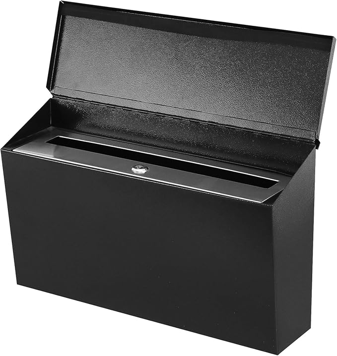 KYODOLED Locking Wall Mount Mailboxes for Outside, Large Capacity Mail Box for House with Key Lock, Security Drop Box, Metal Post Box for Home, Office Decorative,15.7 * 9.9 * 4.9in
