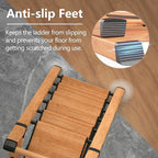 GameGem 6 Step Ladder for 12ft High Ceiling, Lightweight Aluminum Folding Step Stool with Convenient Handgrip, Stepladders with Anti-Slip and Wide Pedal for Home and Kitchen Use - Woodgrain (300 lbs)