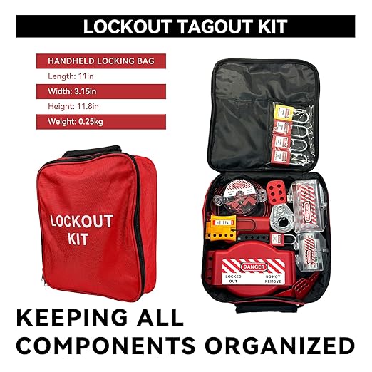 BULANGD Electrical Lockout Tagout Kit - Hasps, Safety Padlocks Circuit Breaker Lock, Loto Tags, Plug Lockout, Steel Lockout Hasp for Safe Lockouts Red…