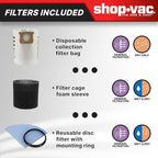 Shop-Vac 9303511 2.5 Gallon Wet Dry Vacuum, 2.5 Peak HP, 1.25 Inch Diameter x 4 Foot Hose, 12 Ft Cord Length, Wall Mounted, Includes Filters, Ideal for Jobsite, Garage, Car & Workshop