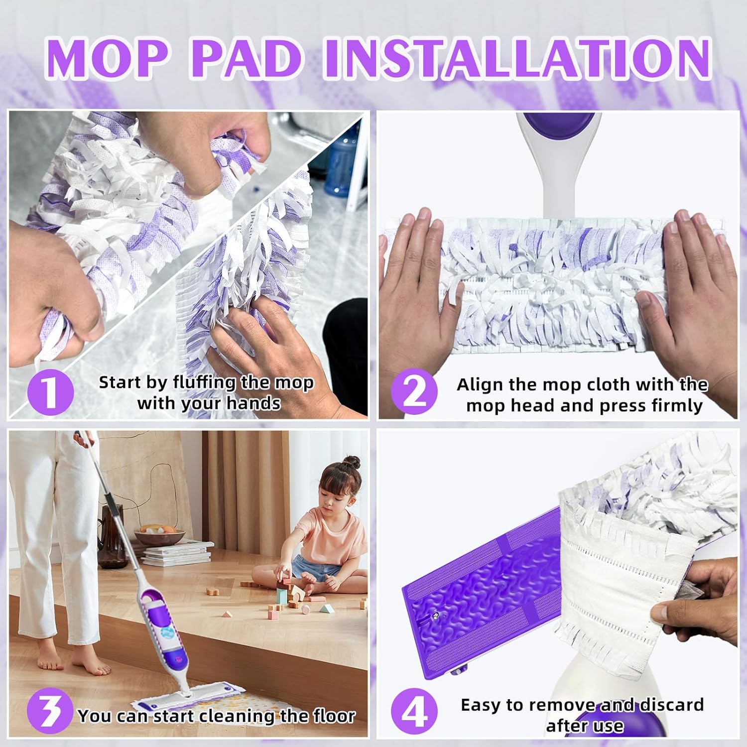 20 Count ‌Disposable Heavy-Duty Power Mop Pads Refills for Swiffer Power Mop,Replacement Floor Cleaning Refills, Non-Washable & Unscented, Compatible with Swiffer PowerMop (Quick-Absorb, No Residue)