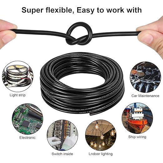 14 Gauge Wire 3 Conductor,14 AWG Electrical Wire Stranded PVC Cord Oxygen-Free Copper Cable,26FT 3 Core Pure Copper Flexible Cable Wire for LED Lamp Lighting Strips Automotive (14AWG-3C, 26FT)…