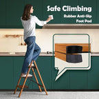 Taranta 3 Step Ladder,Aluminum Lightweight Folding 3 Step Stool with Anti-Slip Wide Pedal, 330lbs Capacity Step Ladder for Household,Kitchen,Office - Woodgrain