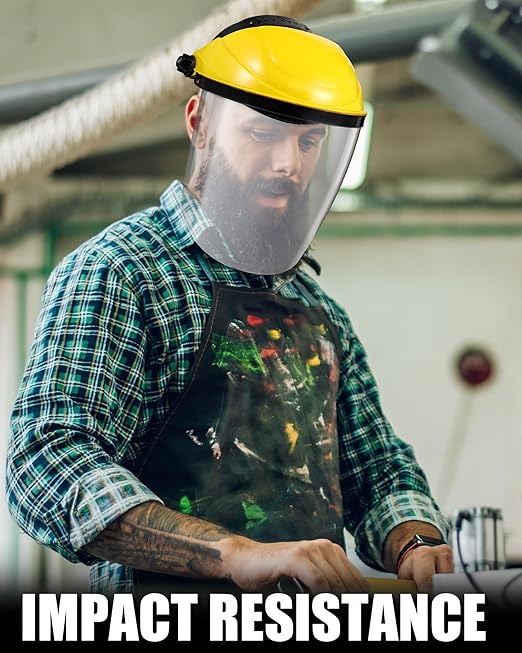 12 Pack Safety Face Shield for Grinding and Cutting, Full Impact Resistant Face Shield Mask for Work Chemical Woodworking (Yellow)