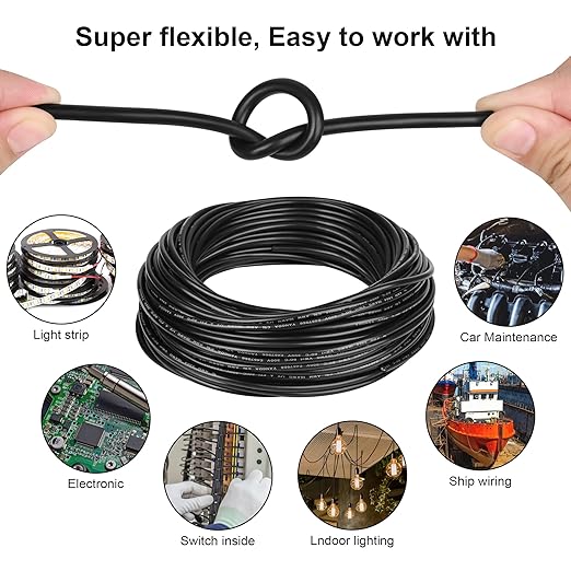 16 Gauge Electrical Wire 2 Conductor,16 AWG Electrical Wire Stranded PVC Cord Oxygen-Free Copper Cable,100FT Pure Copper Hookup Wire Cord for LED Lamp Lighting Strips Automotive…