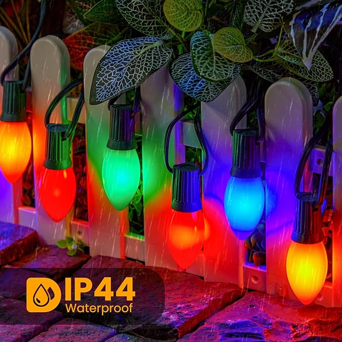 Brightown C9 LED Replacement Christmas Bulbs, 50 Pack Multicolor Shatterproof C9 Bulbs, Waterproof Commercial LED Holiday Bulb for Christmas String Light, E17 Intermediate Base, Dimmable