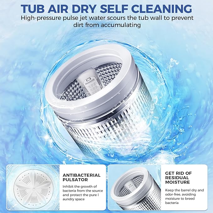 Nictemaw Portable Washing Machine 17.8Lbs Large Capacity 2.4 Cu.ft Portable Washer Machine with 10 Programs and 8 Water Levels Selections Mini Washing Machine for Apartment, Home, Dorms, Rv