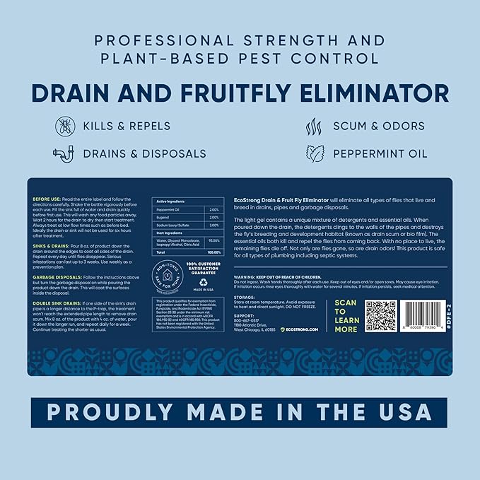 Fruit Fly Drain Treatment | Drain Fly Eliminator | Eliminates Gnats, Sewer Flies and More - Works in All Drains - 256 Fl Oz