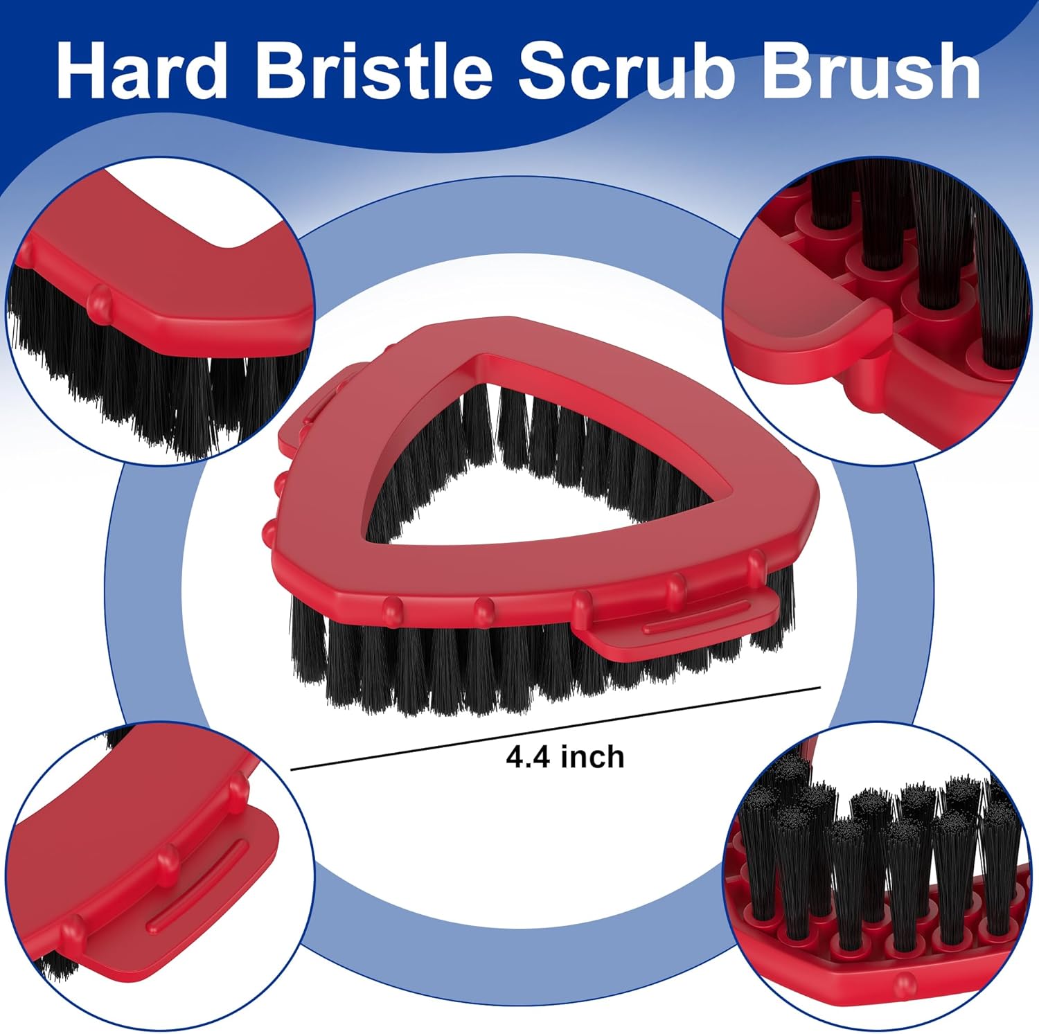 Triangle Scrub Brush Head — Aftermarket Replacement for 2‑Tank Snap‑On Spin Mop Systems, Full Bristles & Angled Scrub Panel for Corners & Edges — 2‑Pack
