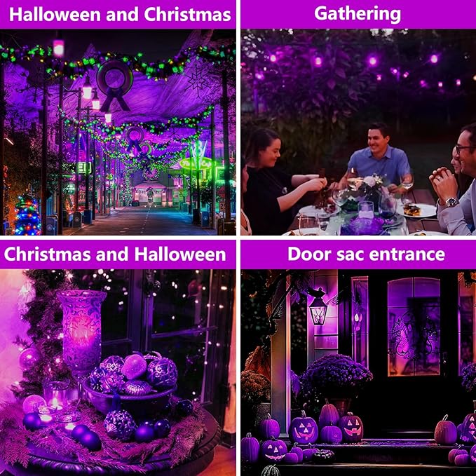 Flame Light Bulbs, 4 Modes LED Flame Effect Light Bulb, E26 Base Flickering Light Bulb with Gravity Sensor,Flickering Light Bulbs Halloween Home Party (Purple-2 Pack)