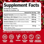 Turmeric Curcumin & Tart Cherry Extract Capsules with Black Pepper & Organic Tumeric. Tart Cherry Capsules Aid Uric Acid Balance, Joint Health, Muscle Health & Sleep. 2 Pack