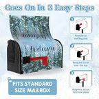 Winter Welcome Mailbox Covers Magnetic Oversized Forest Pine Tree Mailbox Cover Large Size 25.5x21 Inch Snowflakes Outdoor Letterbox Wraps for Garden Yard Winter Decor