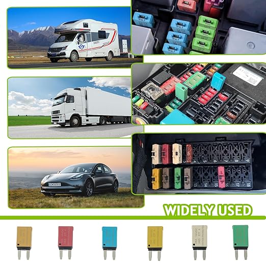 5A 10A 15A 20A 25A 30A DC 12V-14V Auto Reset Circuit Breaker ATM Low Profile T1 Mini Blade Fuses Breakers for Car Trucks Marine Boat RV Solar and More,2 Pack