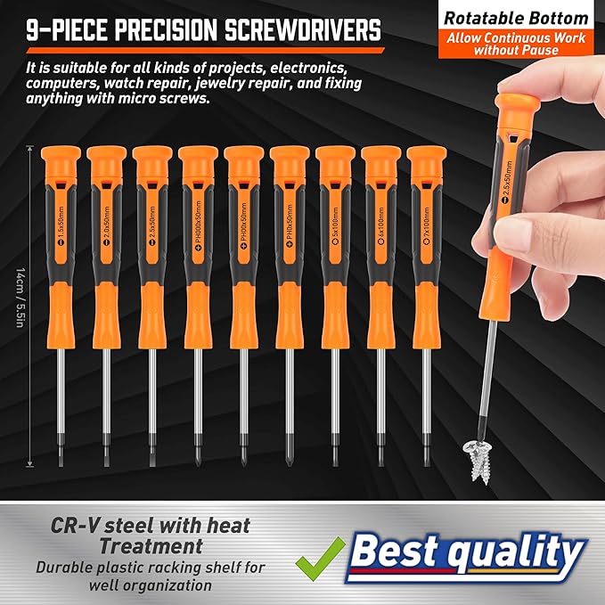 Amartisan 86-Piece Magnetic Screwdrivers Set with Case, Includs Slotted, Phillips, Hex, Pozidriv,Torx and Precision Screwdriver Set, Magnetizer Demagnetizer Tools, Tools for Men