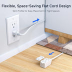 [UL Listed] Cable Matters 2-Pack 16 AWG 2 Prong Extension Cord 6 ft, 13A 3-Outlet Extension Cords with Tamper Guard, 13 Amp, 1625 Watts, White